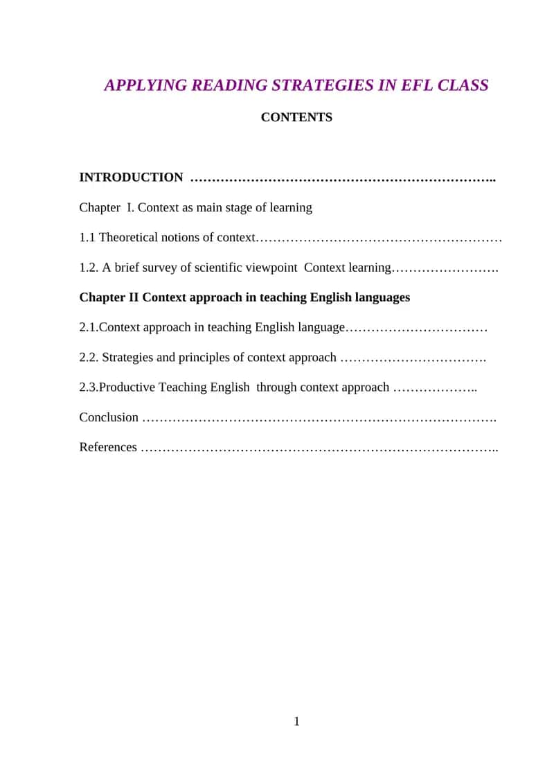 Teaching English through context approach