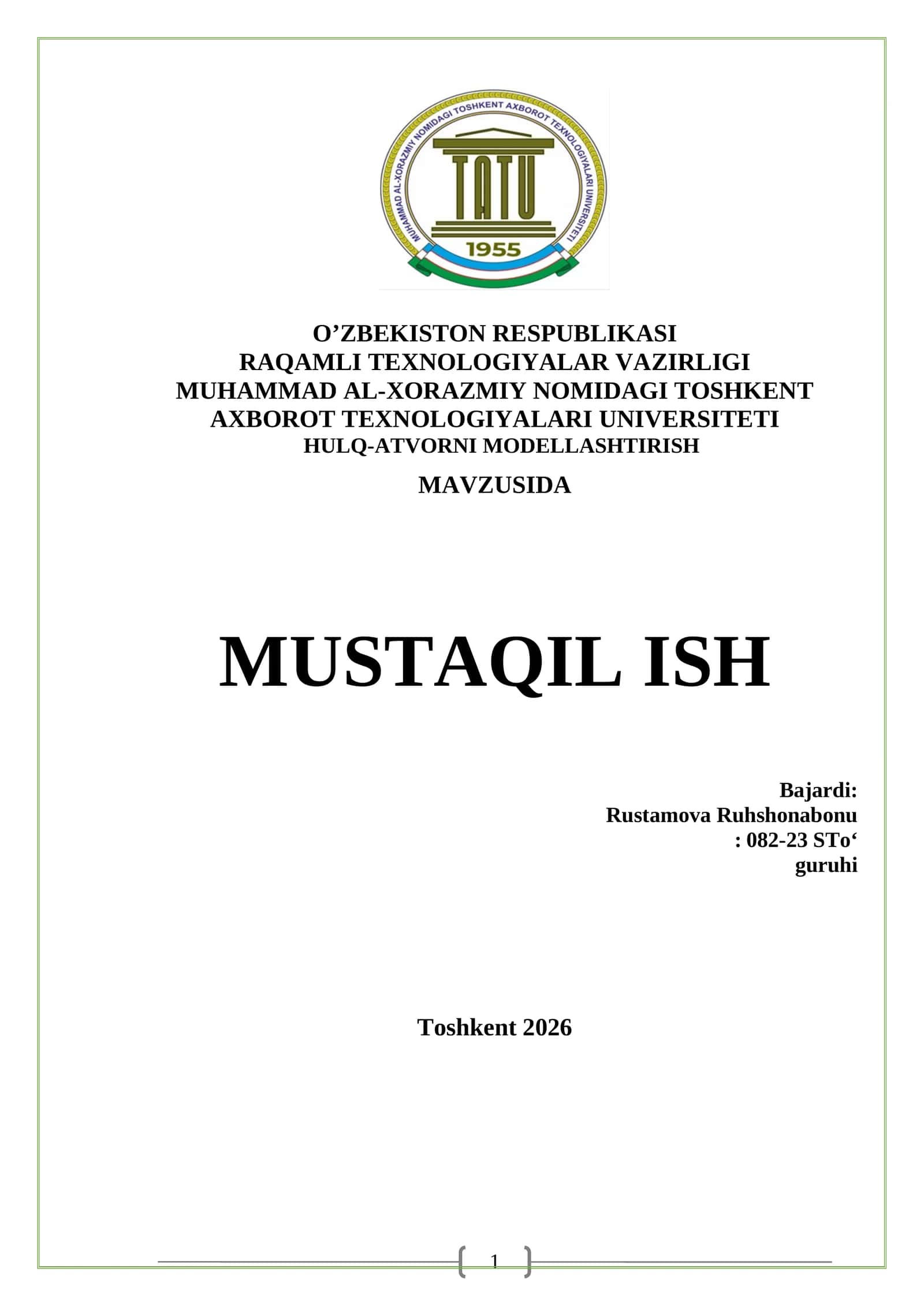 Hulq-atvorni modellashtirish