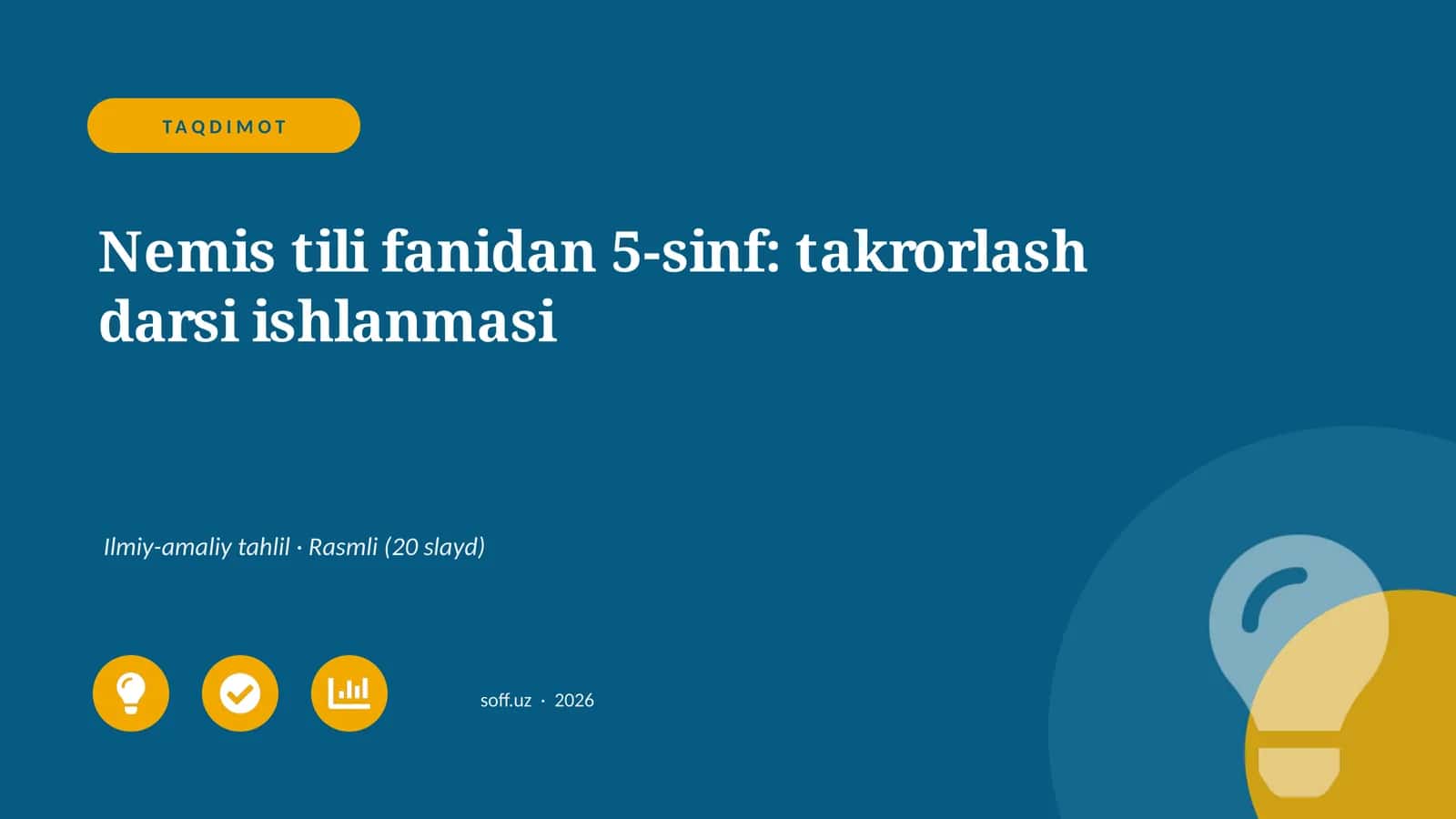 Nemis tili fanidan 5-sinf: takrorlash darsi ishlanmasi