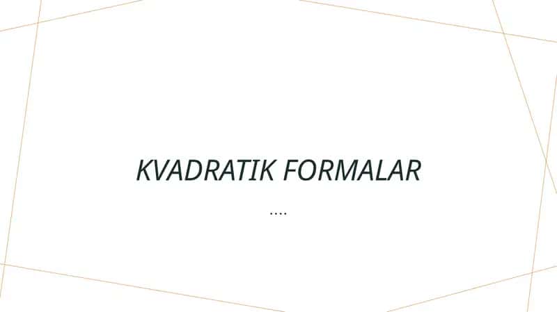 Kvadratik Formalar