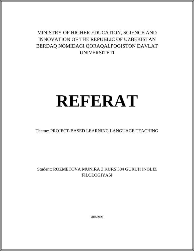 PROJECT-BASED LEARNING LANGUAGE TEACHING