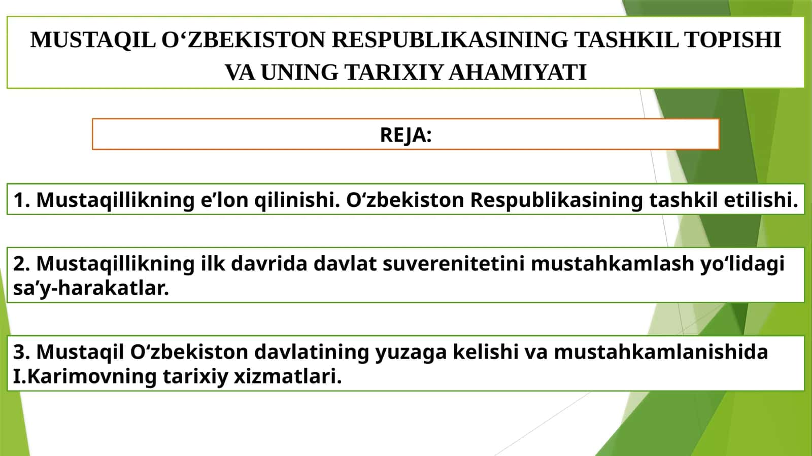 O‘zbekistonning eng yangi tarix ixres tomatiyasi