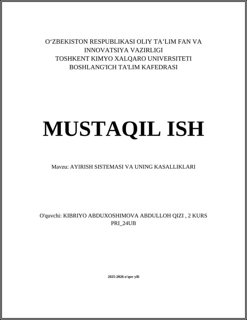 Ayirish Sistemasini O'rganish
