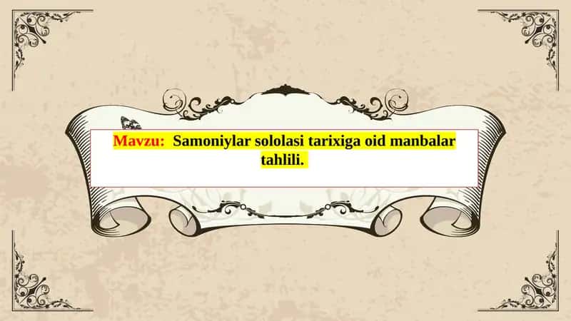 Samoniylar soli olasi tarixiga oid manbalartahlili
