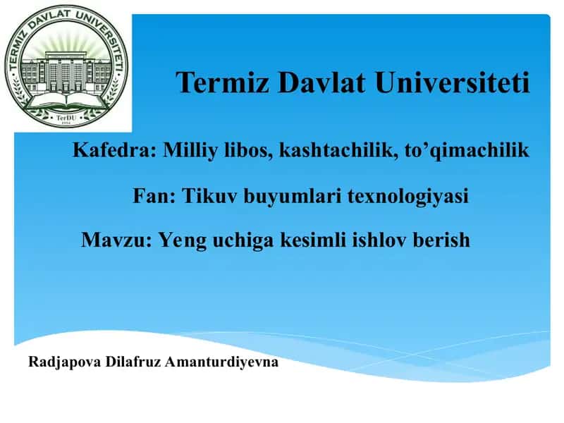 Yeng uchiga kesimli ishlov berish