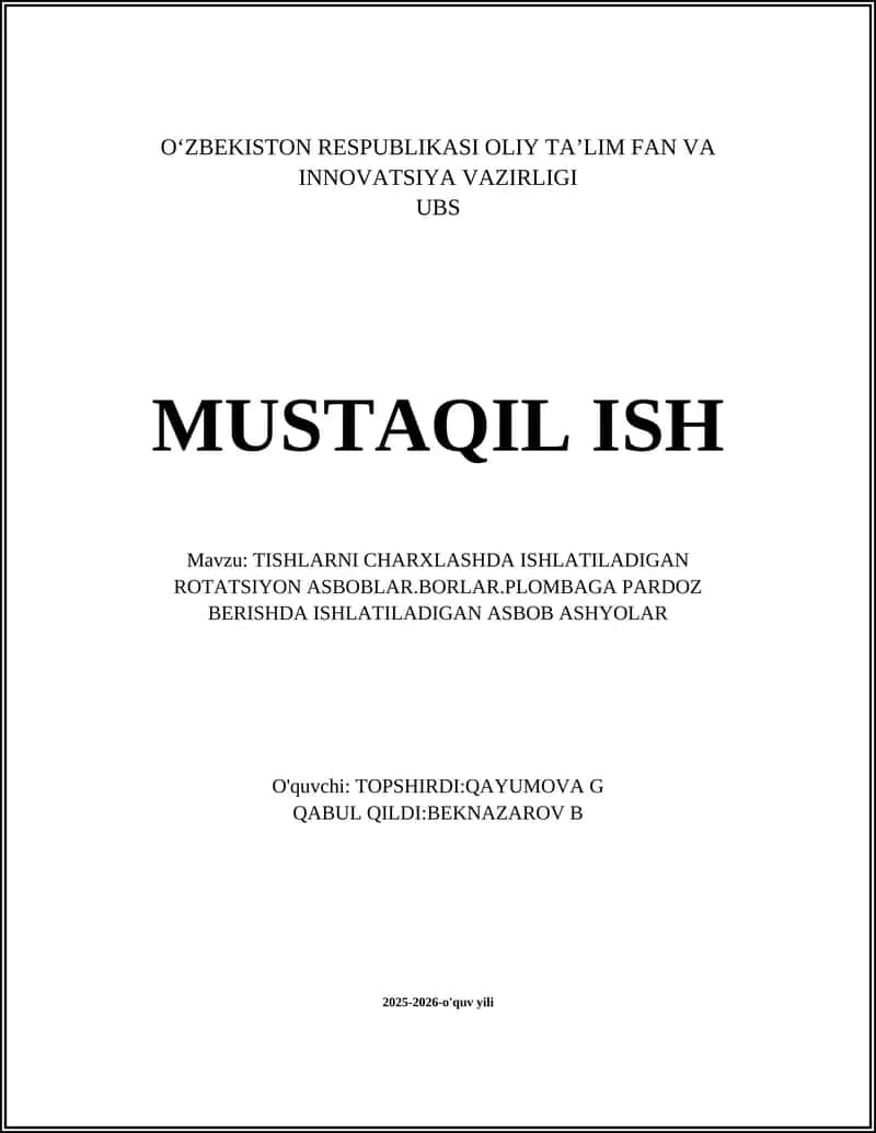 Rotatsion stomatologik asboblar