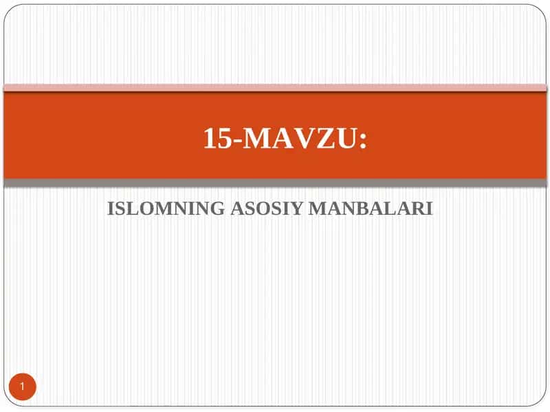Islomning Asosiy Manbalari