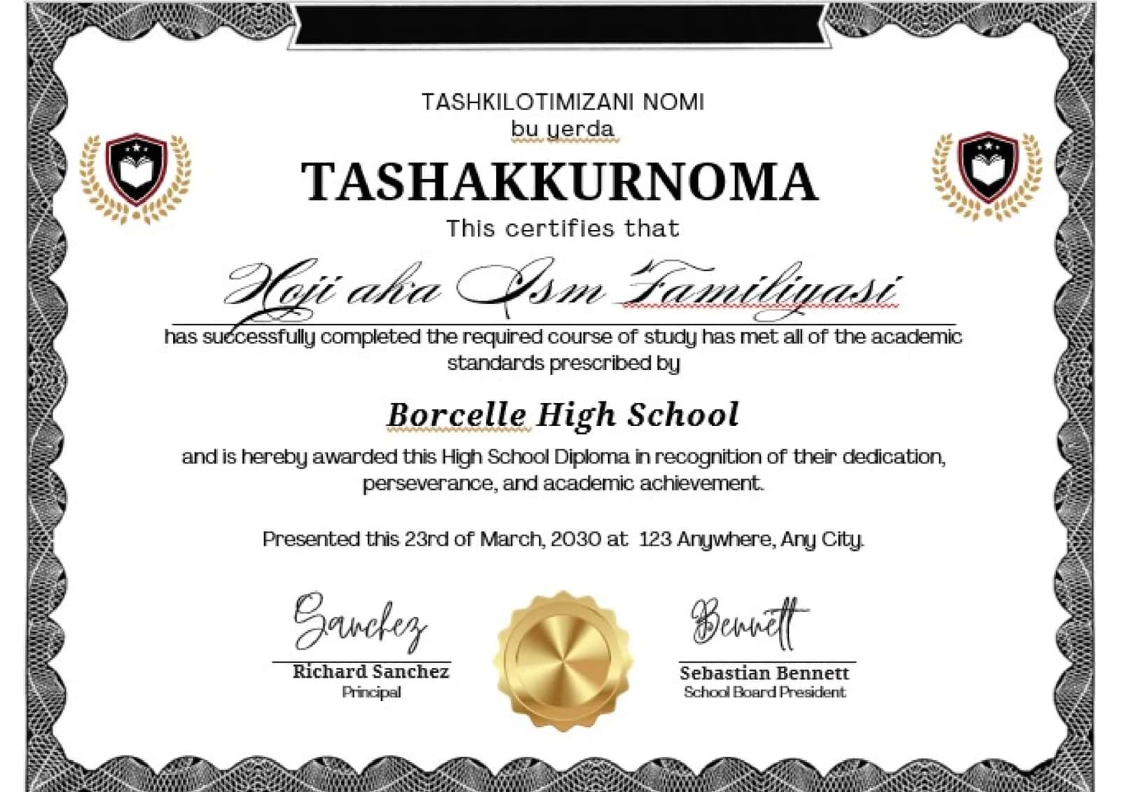 TASHAKKURNOMA