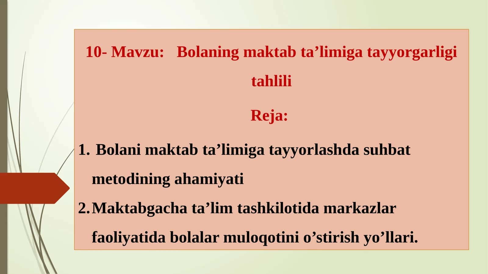Bolaning maktab ta’limiga tayyorgarligitahlili