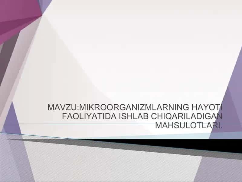 Mikroorganizmlarning hayot faoliyati davomida ishlab chiqariladigan mahsulotlari
