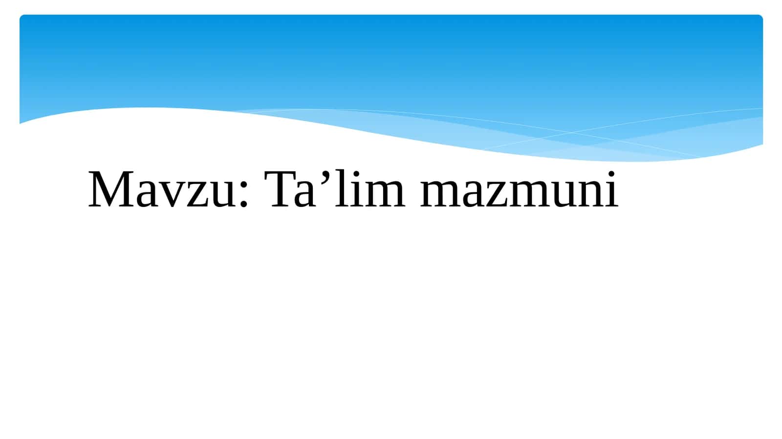 Ta’lim mazmuni