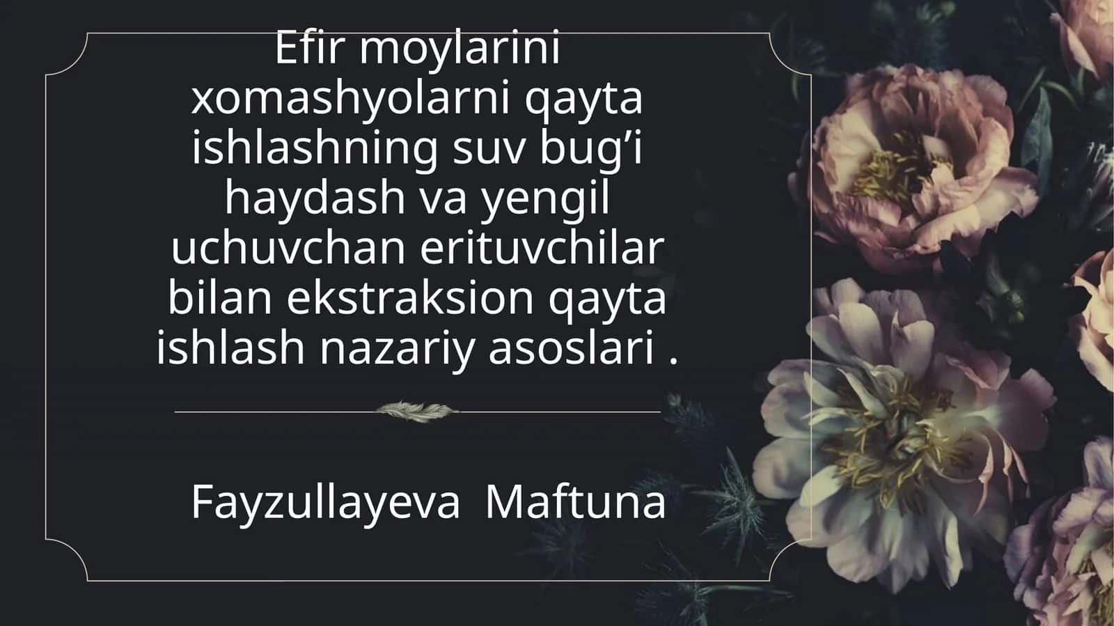 Efir moylari va suv bug’i haydash