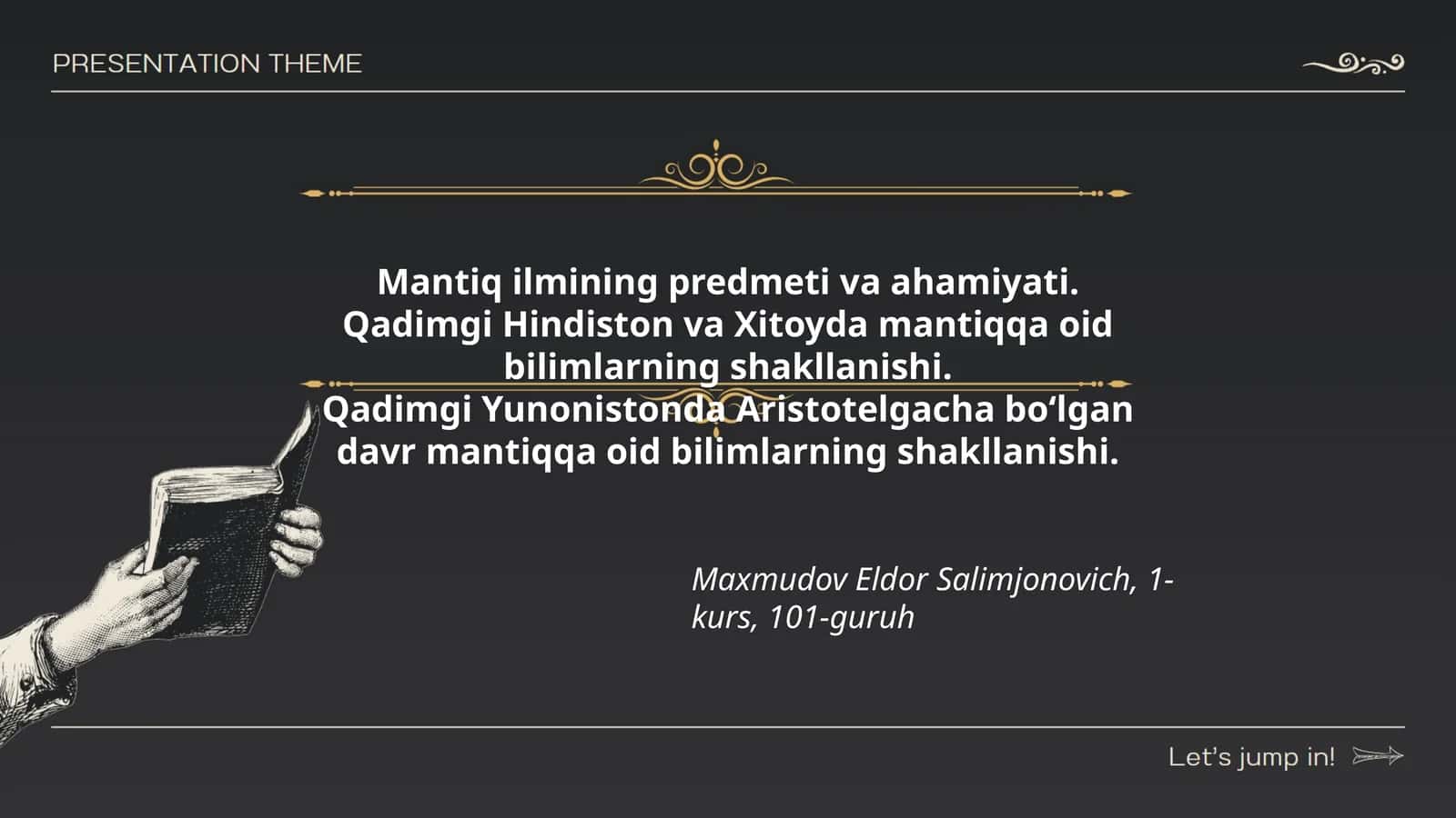 Mantiq ilmining predmeti va ahamiyati