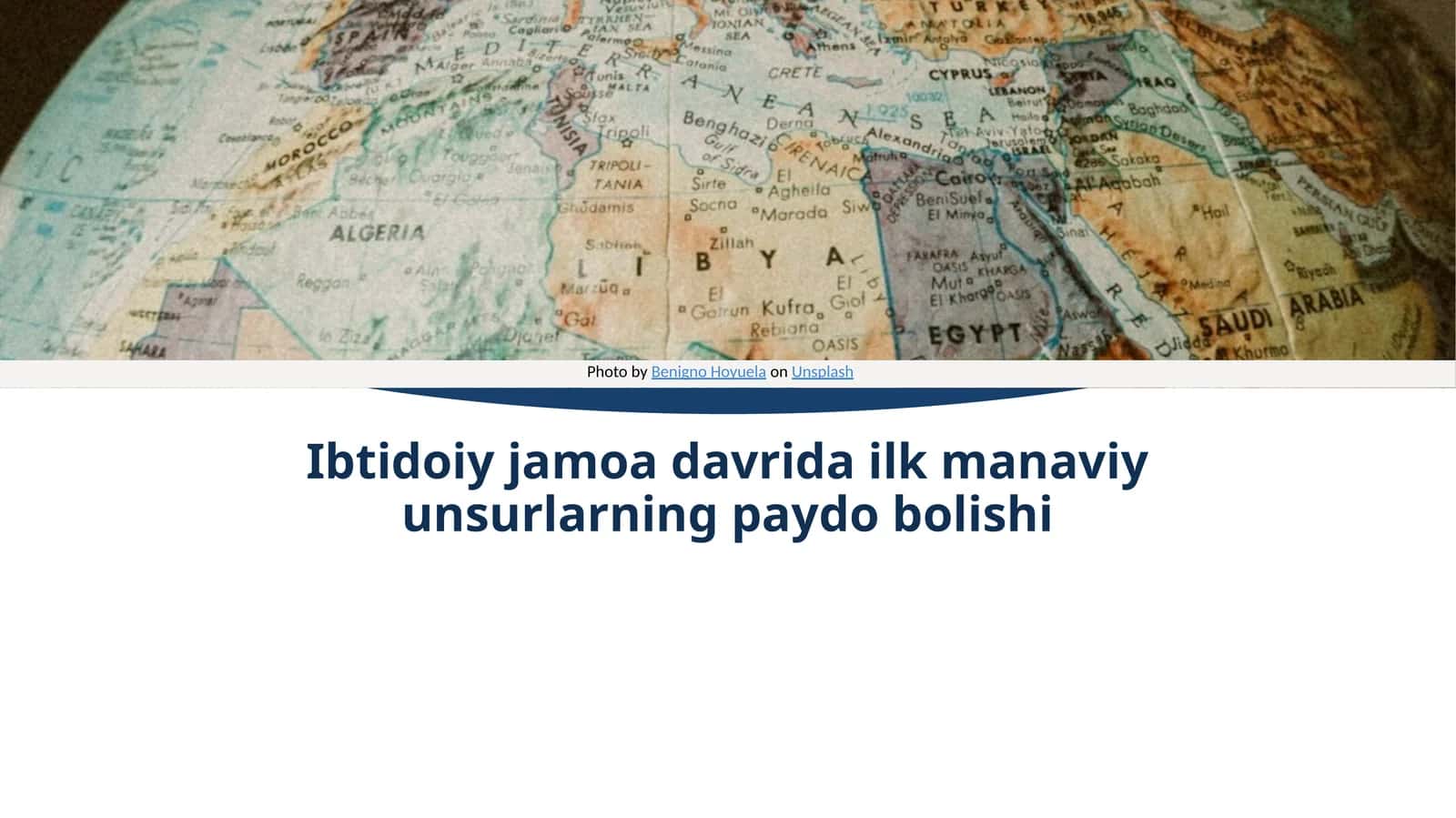 Ibtidoiy jamoa davrida ilk manaviy unsurlarning paydo bolishi