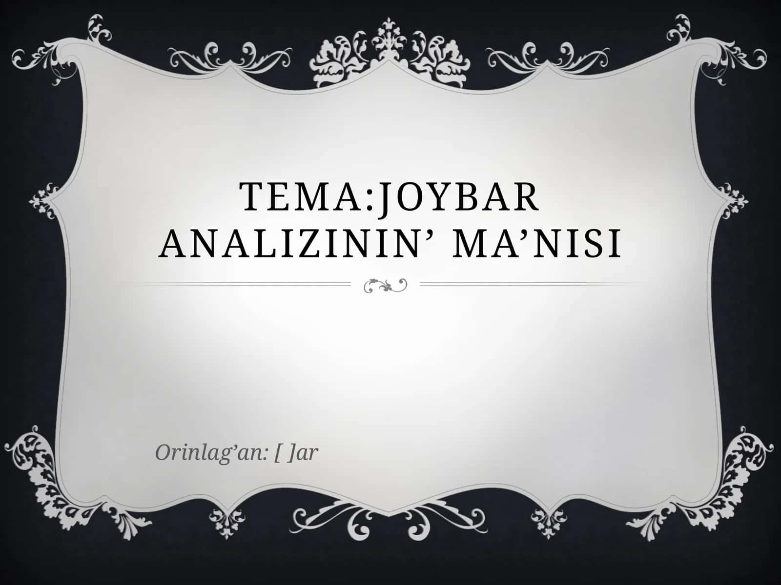 Joybaranalizining ma'nosi