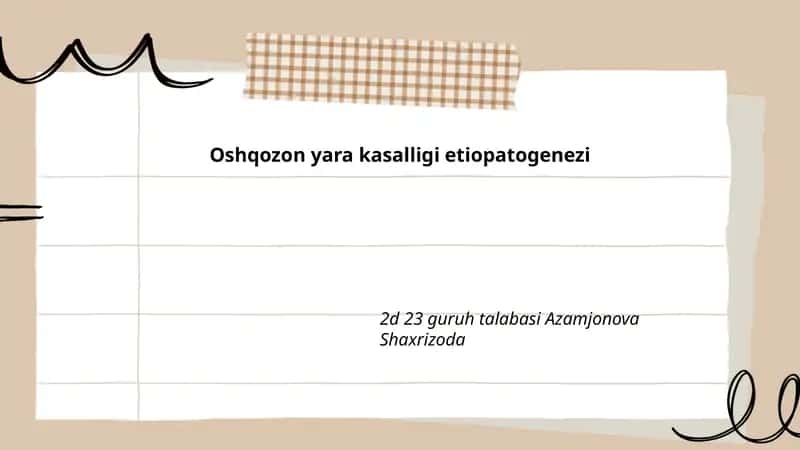 Oshqozon yara kasalligi etiopatogenezi