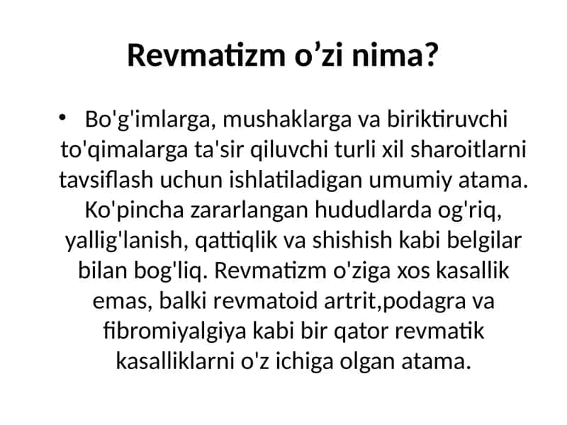 Revmatizm o'zi nima