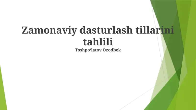 Zamonaviy Dasturlash Tillarini Taqqoslashi