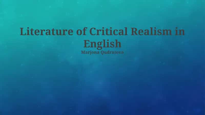 Literature of Critical Realism in English