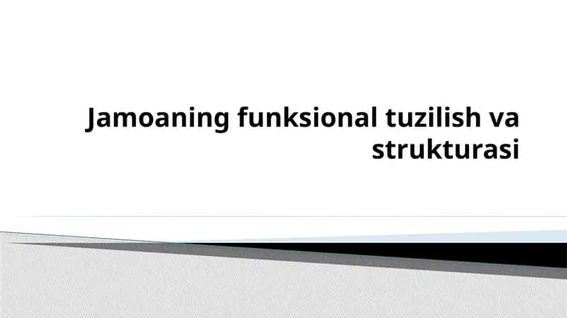 Jamoaning funksional tuzilish va strukturasi