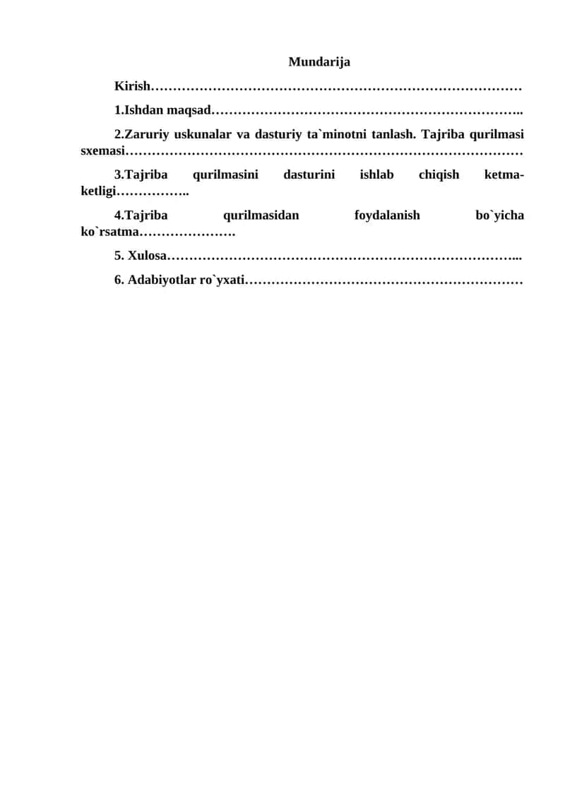 Tajriba qurilmasi dasturi