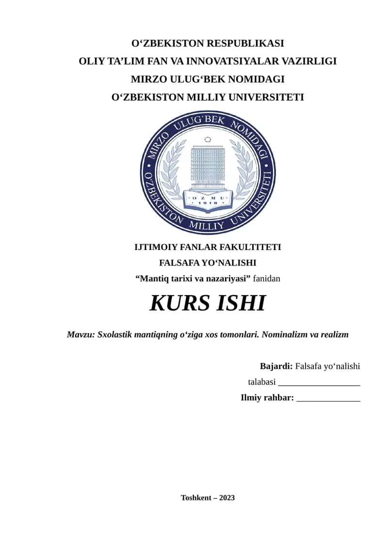 Sxolastik mantiqning o‘ziga xos tomonlari. Nominalizm va realizm