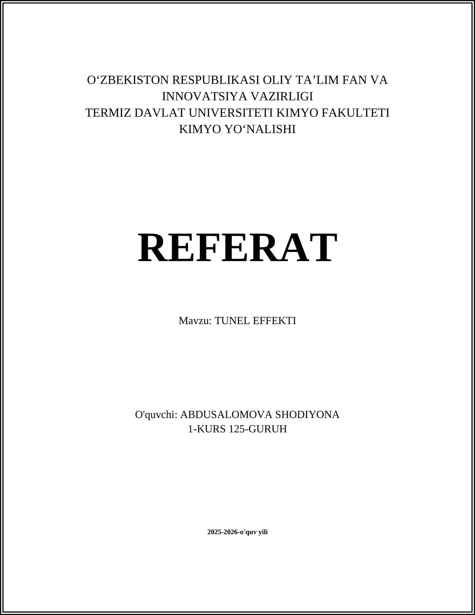TUNEL EFFEKTI REFERAT