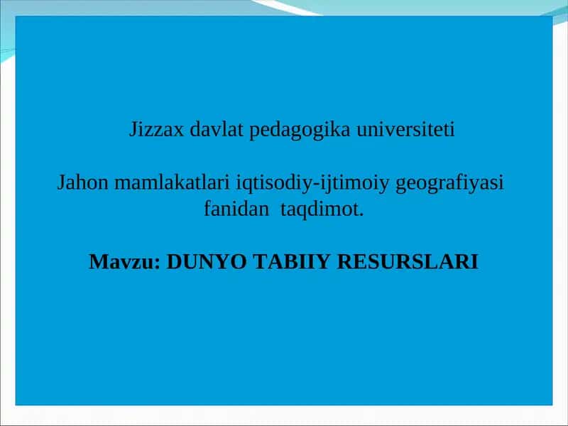 Jahon mamlakatlari iqtisodiy-ijtimoiy geografiyasi