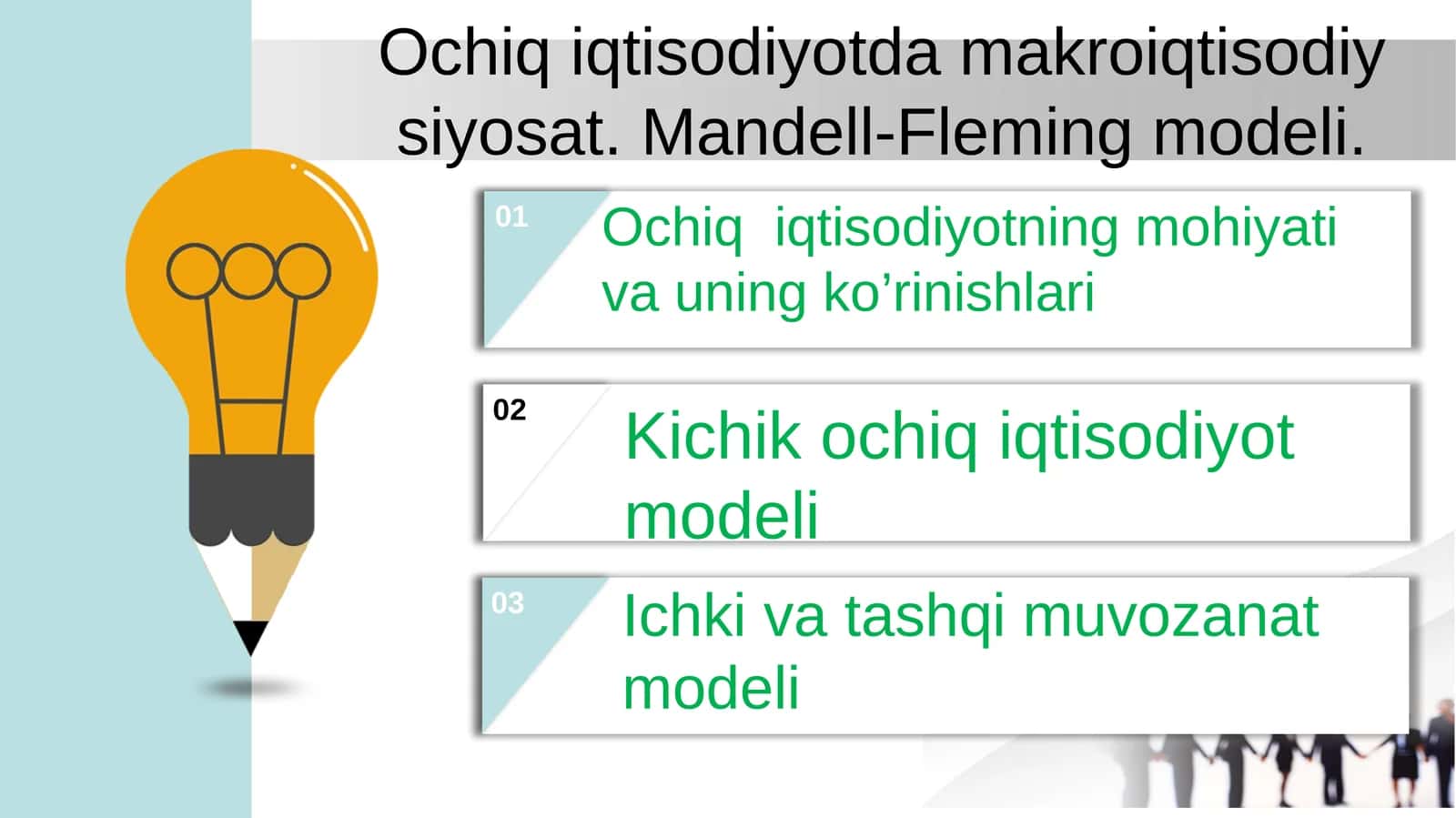 Ochiq iqtisodiyotda makroiqtisodiy siyosat. Mandell-Fleming modeli