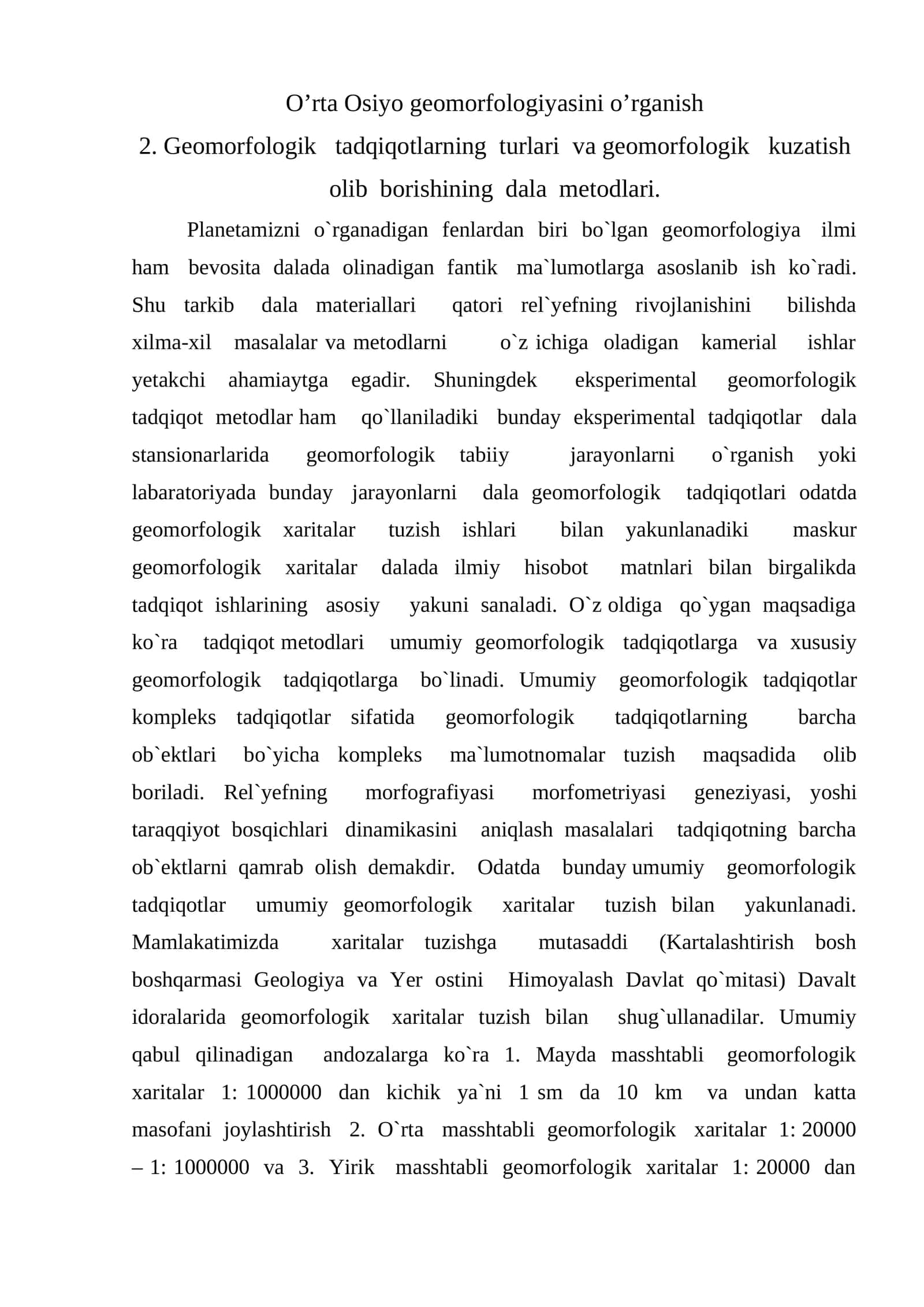 Geomorfologik tadqiqotlar