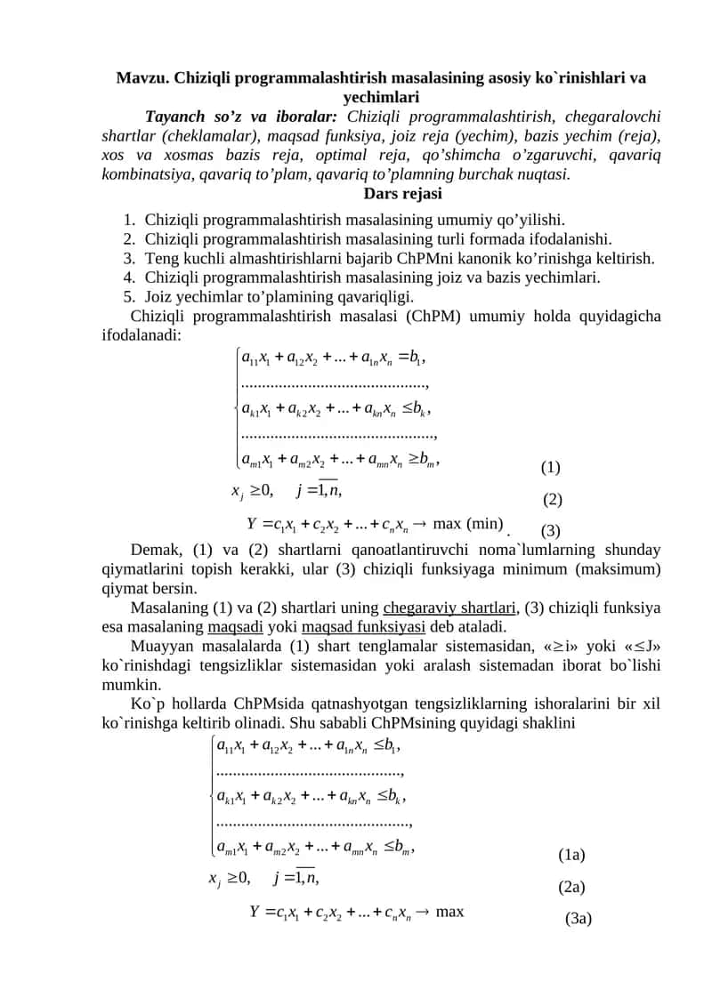 Chiziqli programmalashtirish