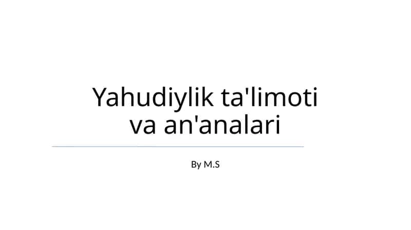 Yahudiylik ta'limoti va an'analari