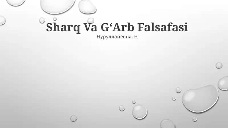 Sharq Va GʻArb Falsafasi