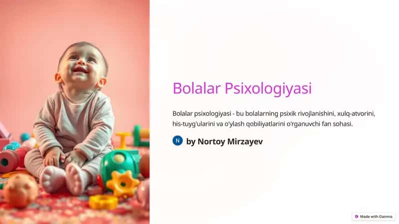 Bolalar Psixologiyasi