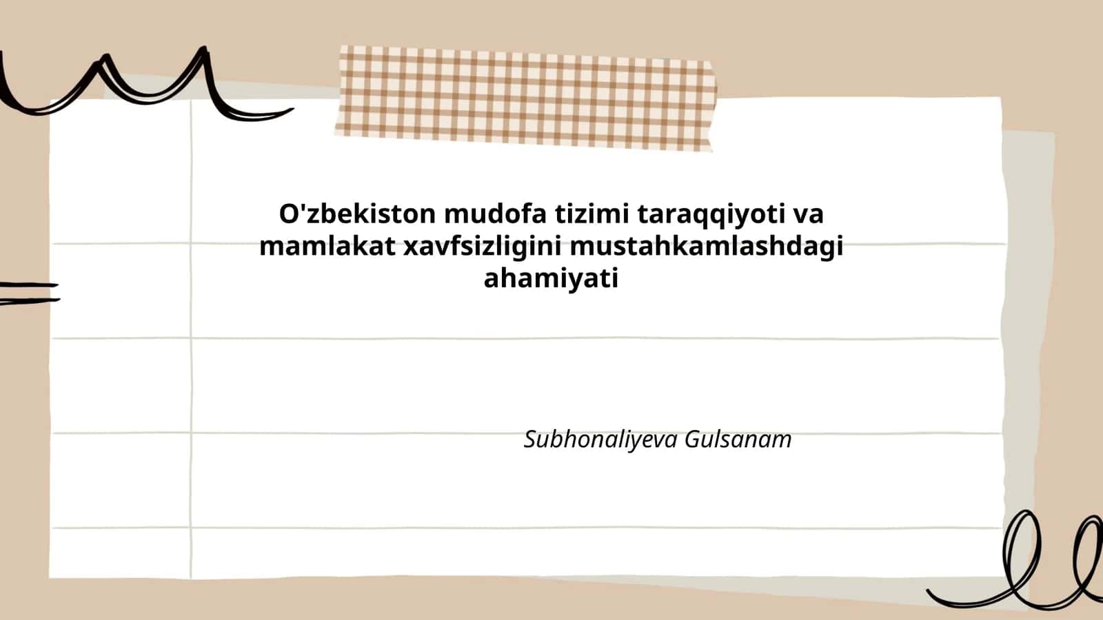 O'zbekiston mudofa tizimi taraqqiyoti va mamlakat xavfsizligini mustahkamlashdagi ahamiyati