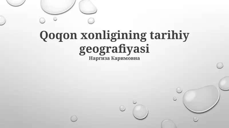 Qoqon xonligining tarihiy geografiyasi