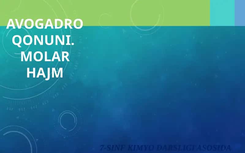 AVOGADRO QONUNI. MOLAR HAJM
