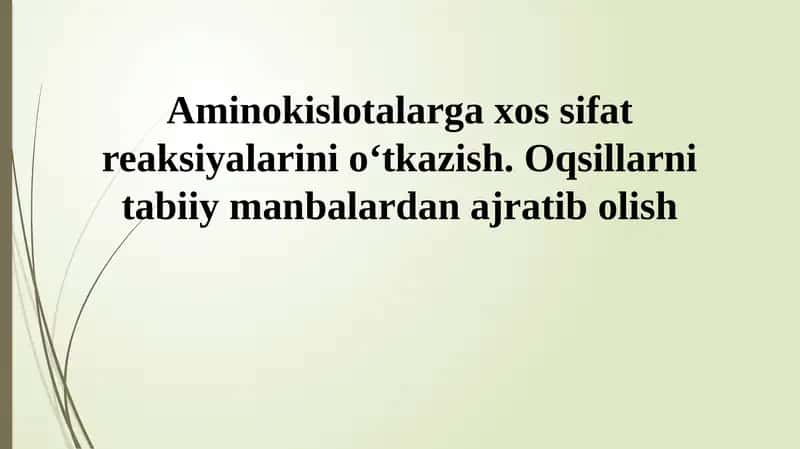 Aminokislotalar va Oqsillarning Ahamiyati