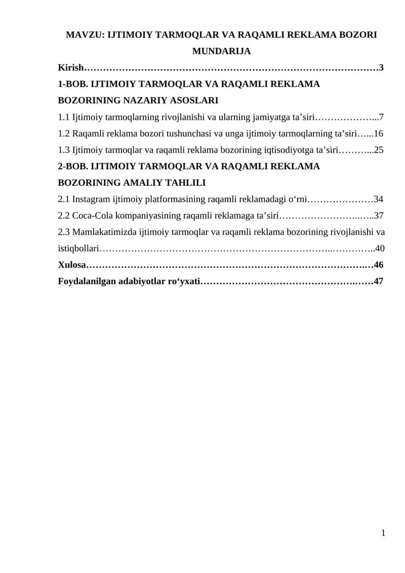 Ijtimoiy tarmoqlar va raqamli reklama bozori