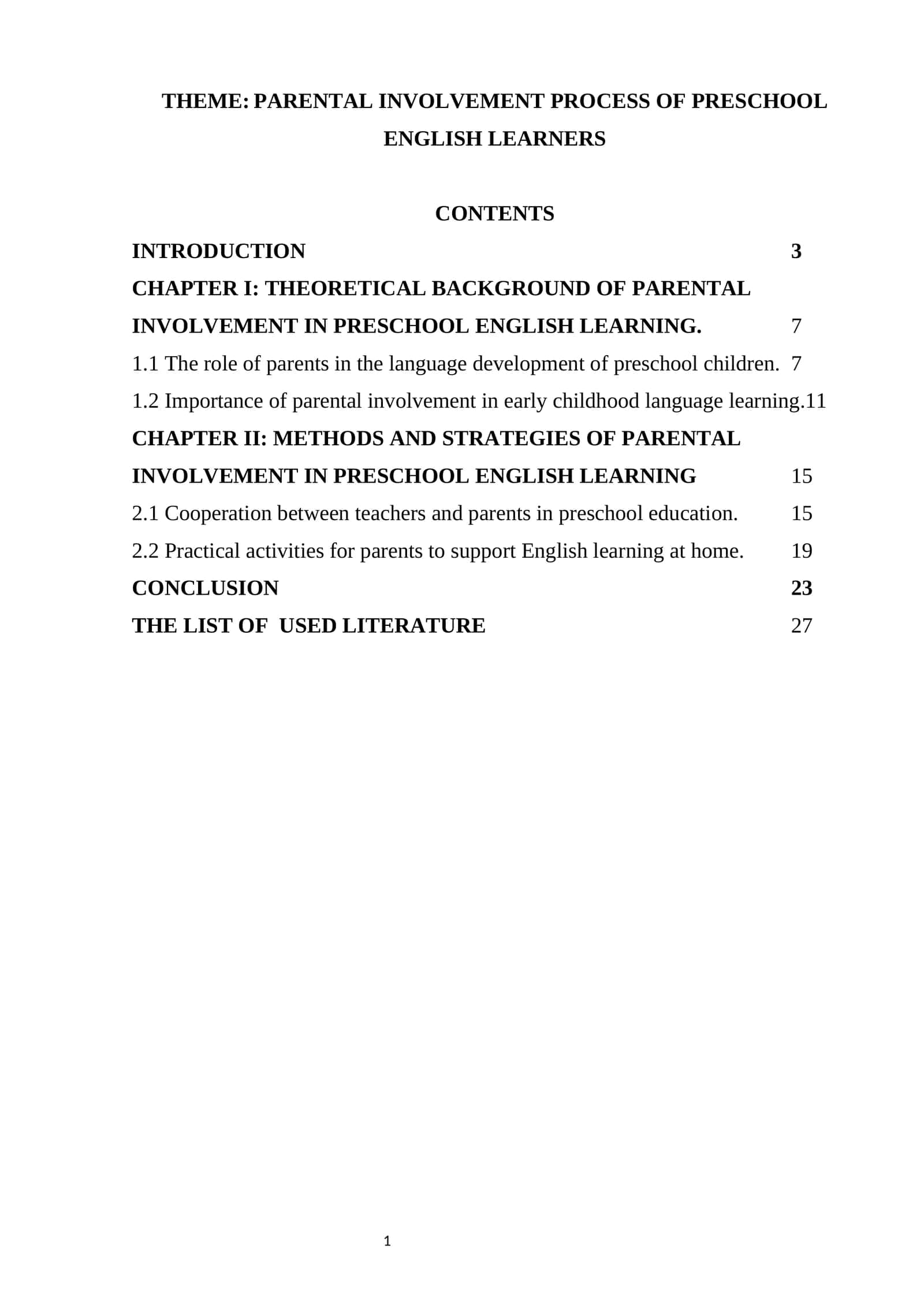 PARENTAL INVOLVEMENT PROCESS OF PRESCHOOL ENGLISH LEARNERS