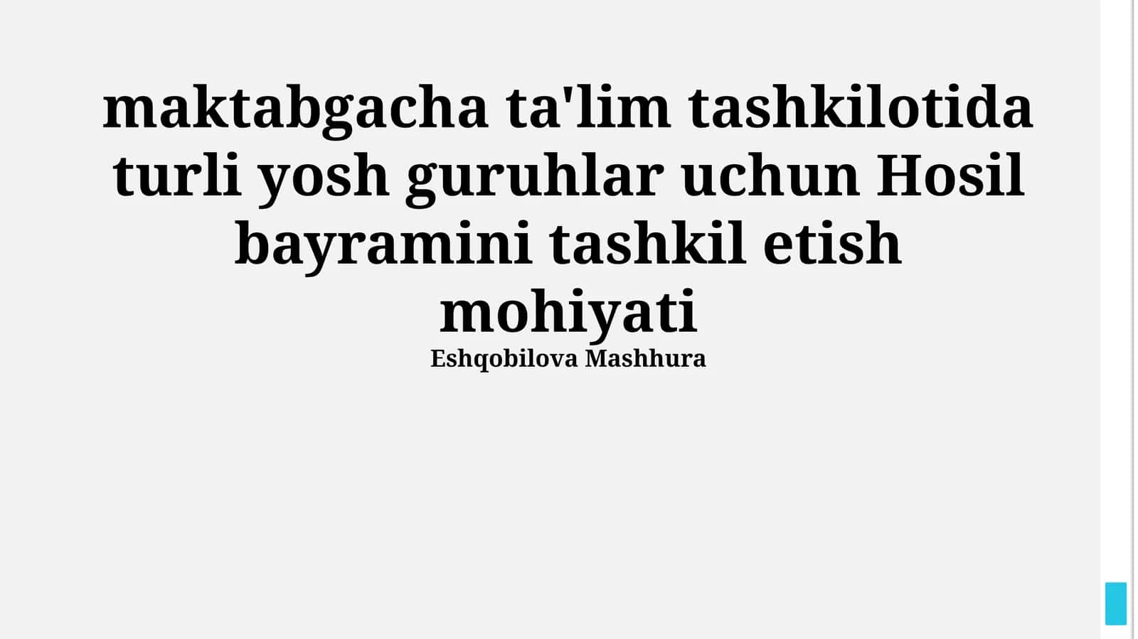 Hosil bayramini tashkil etish mohiyati