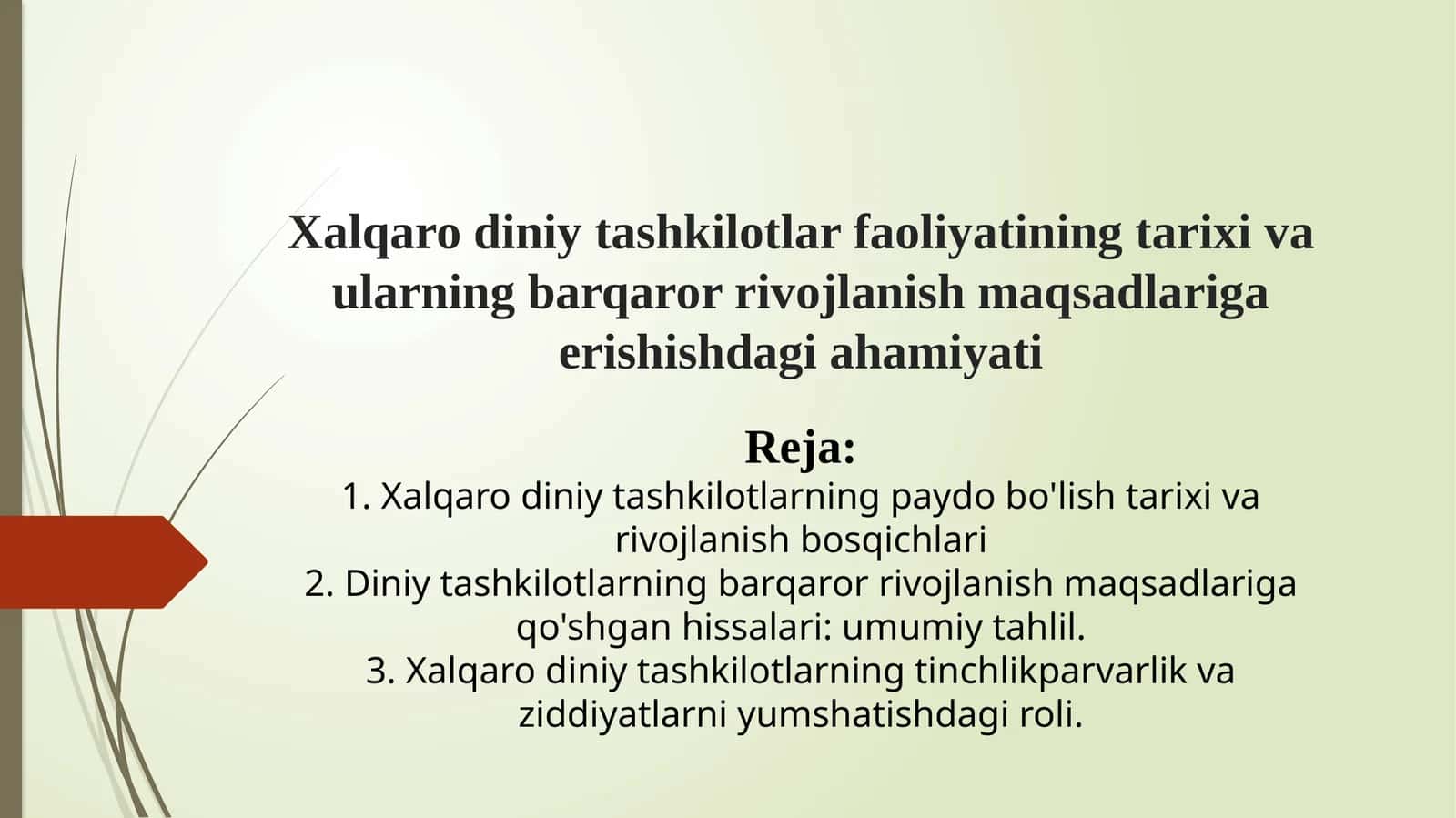 Xalqaro diniy tashkilotlar faoliyatining tarixi va ularning barqaror rivojlanish maqsadlariga erishishdagi ahamiyati
