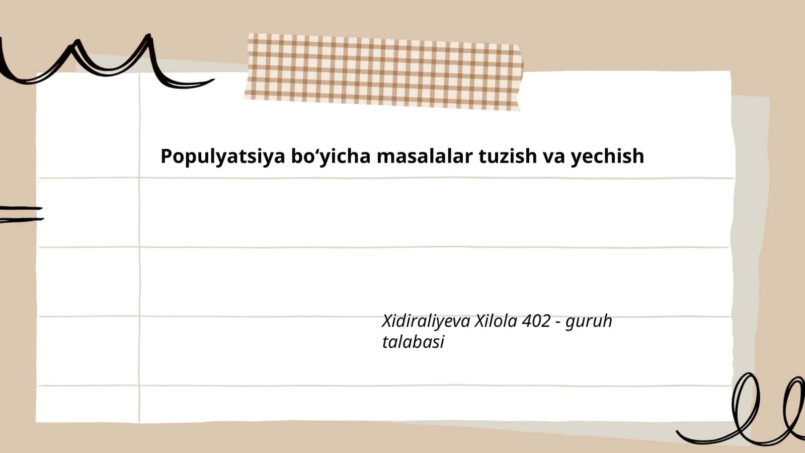 Populyatsiya boʻyicha masalalar tuzish va yechish
