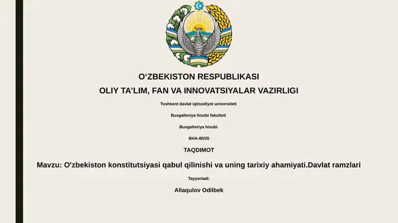 O'zbekiston konstitutsiyasi qabul qilinishi va uning tarixiy ahamiyati
