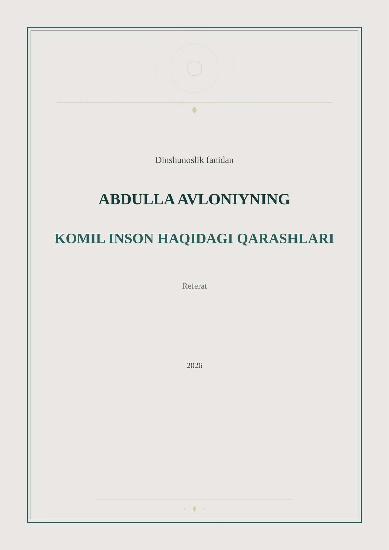 ABDULLA AVLONIYNING KOMIL INSON HAQIDAGI QARASHLARI