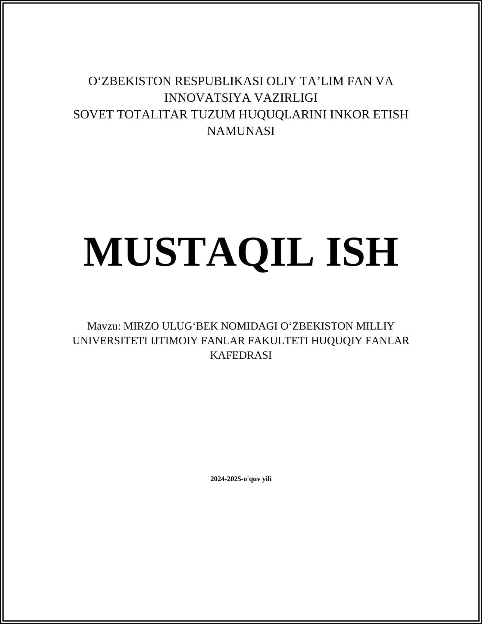 SOVET TOTALITAR TUZUM HUQUQLARINI INKOR ETISH NAMUNASI