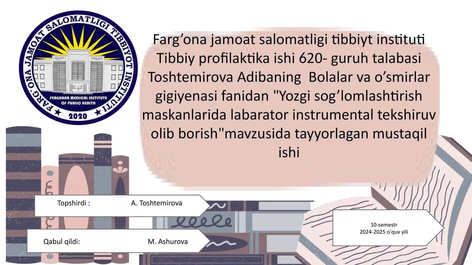 Yozgi sog’lomlashtirish maskanlarida labarator instrumental tekshiruvi