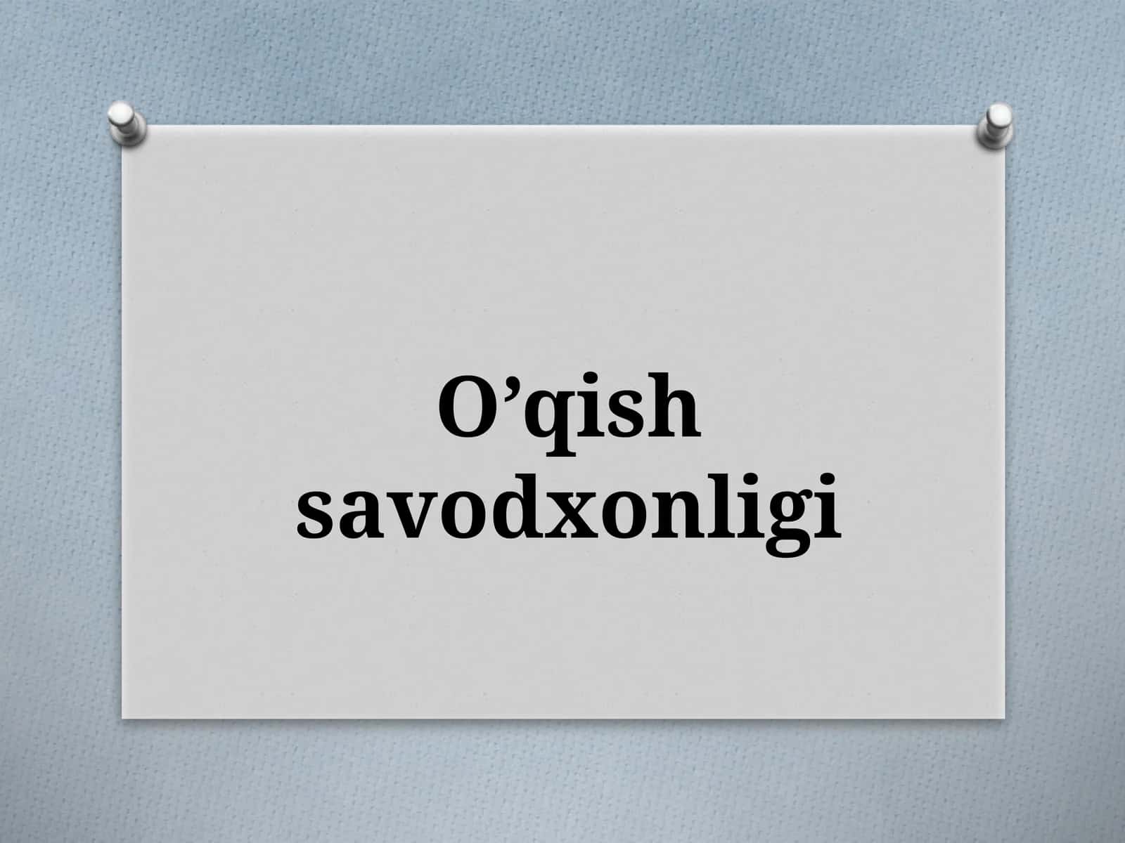 O’qish savodxonligi