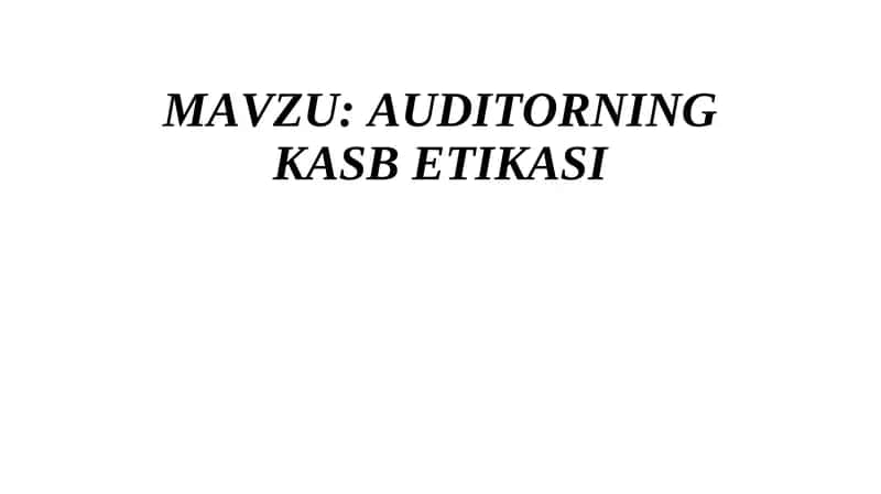Auditorning Kasb Etikasi