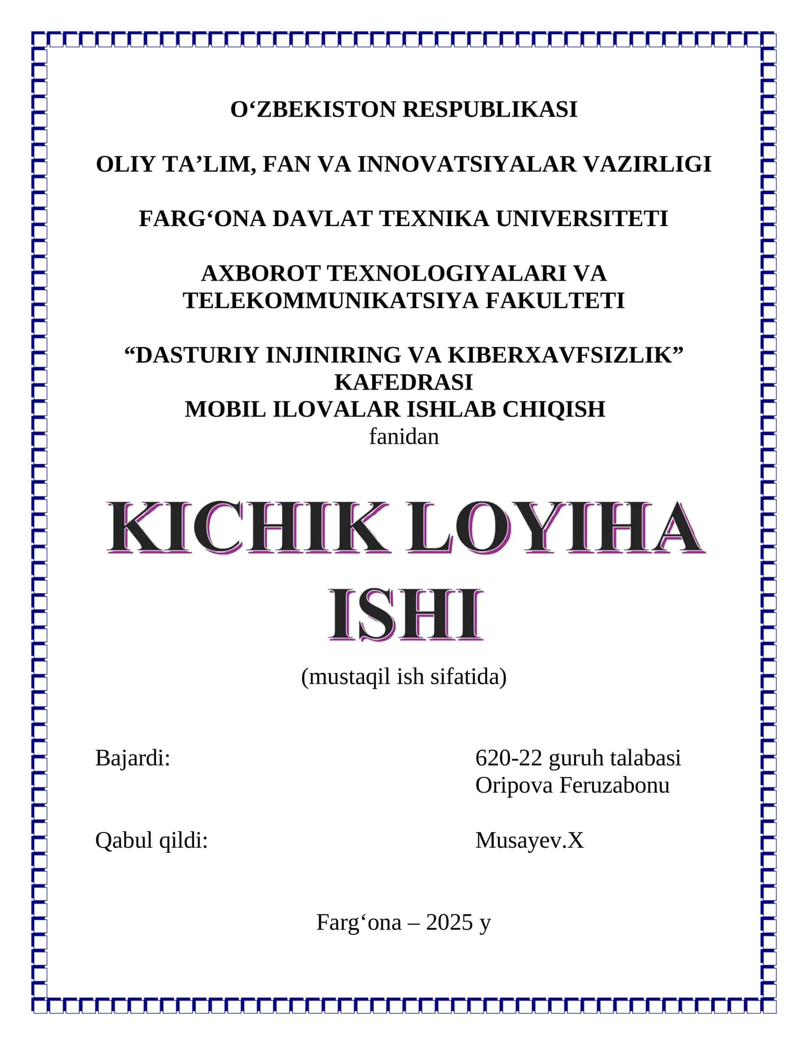 MOBIL ILOVALAR ISHLAB CHIQISH